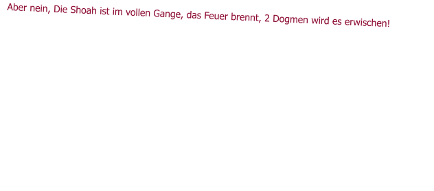 Aber nein, Die Shoah ist im vollen Gange, das Feuer brennt, 2 Dogmen wird es erwischen!